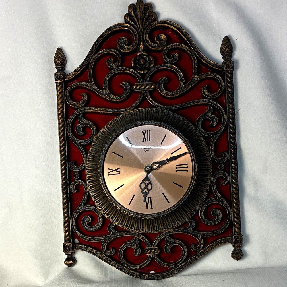Coppercraft Guild Scrollwork Wall Clock Roman Numerals Quartz vintage